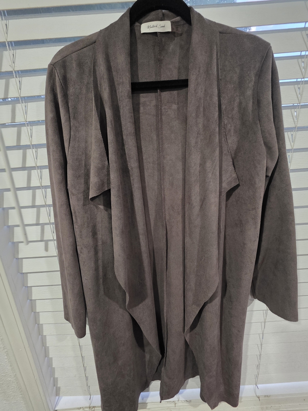 Mustard Seed Gray Draped Open-Front Trench